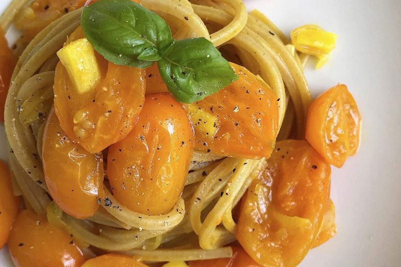 Spaghetti Integrali Cremosi Con Pomodorini Gialli